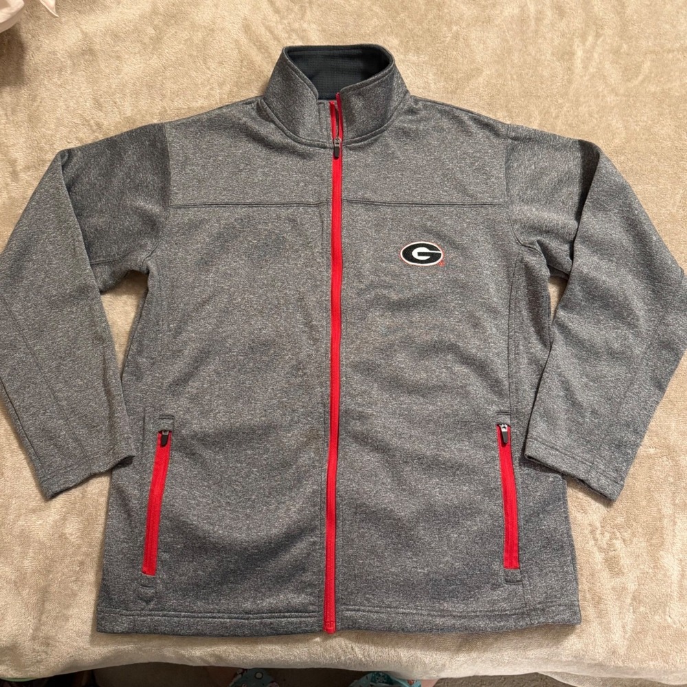 Knights Apparel Georgia Bulldogs Mens Medium Gray Heather Full Zip Fleece Jacket